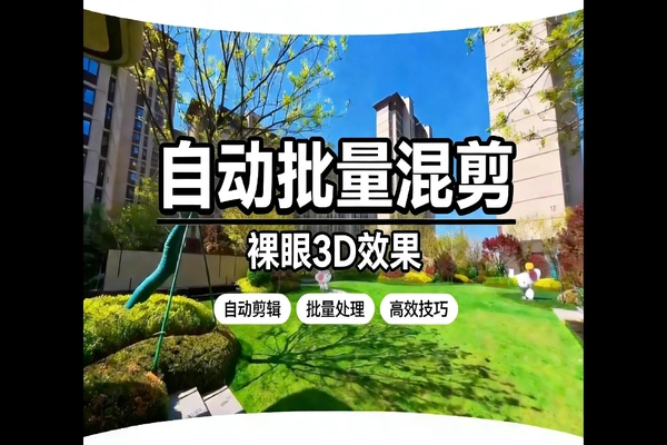如何一键批量自动混剪生成裸眼3D推广视频素材免费剪映蒙版出几百条